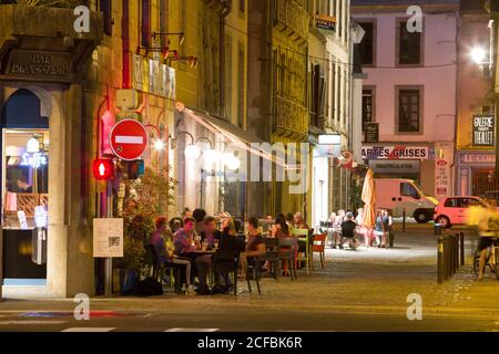 Street Cafe, Quimper Frankreich, Frankreich Stockfoto