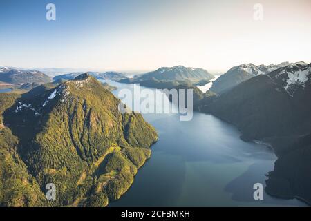 Luftaufnahme des schönen British Columbia, Berge, Seen, Kanada. Stockfoto