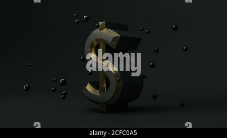 Dollargeld-Symbol. Geldkonzept auf schwarzem Hintergrund Stockfoto