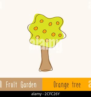 Garten Obstbäume - Einzelbaum - handgezeichnete Kritzeleien. Vektorgrafik. Stock Vektor