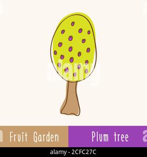 Garten Obstbäume - Einzelbaum - handgezeichnete Kritzeleien. Vektorgrafik. Stock Vektor