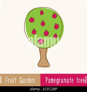 Garten Obstbäume - Einzelbaum - handgezeichnete Kritzeleien. Vektorgrafik. Stock Vektor