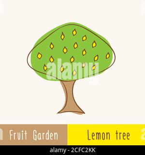 Garten Obstbäume - Einzelbaum - handgezeichnete Kritzeleien. Vektorgrafik. Stock Vektor