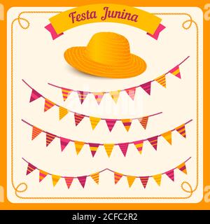 Festa Junina Illustration - traditionelle Brasilien juni Festival Party - Mittsommerurlaub. Vektorgrafik. Stock Vektor