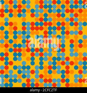 Abstraktes geometrisches Muster mit kleinen bunten Punkten. Zufällige Farbfelder. Nahtloser Vektorhintergrund. Nur fünf Farben - einfach zu überfärben.. Stock Vektor
