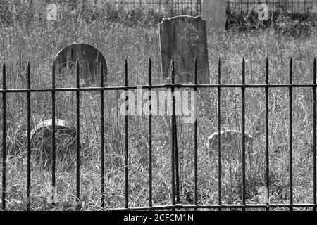 Ein eingezäunter Friedhof. Stockfoto