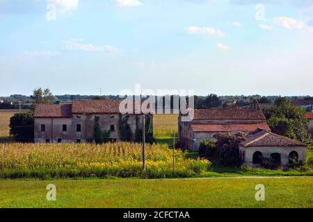 Überreste eines verlassenen Gebäudes in der Po-Ebene, Lombardei, Italien Stockfoto