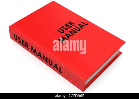 Benutzerhandbuch isoliert auf weißem Hintergrund, 3D-Rendering Stockfoto