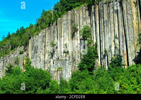 Naturdenkmal "Orgelpfeifen", Basaltsäulen am Scheibenberg, Scheibenberg, Erzgebirge, Sachsen, Deutschland Stockfoto