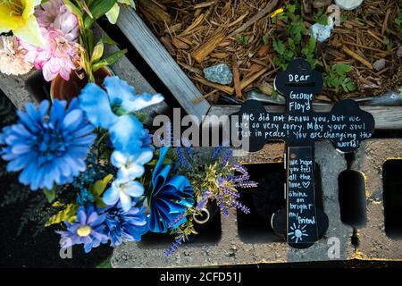 Minneapolis, MN, USA. September 2020. Eine allgemeine Ansicht des George Floyd Gedächtnisses und der umgebenden Gegend, in der George Floyd nahe 38. Straße und Chicago Allee am 4. September 2020 in Minneapolis, Minnesota getötet wurde. ( Credit: Chris Tuite/Image Space/Media Punch)/Alamy Live News Stockfoto