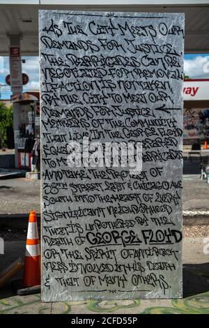 Minneapolis, MN, USA. September 2020. Eine allgemeine Ansicht des George Floyd Gedächtnisses und der umgebenden Gegend, in der George Floyd nahe 38. Straße und Chicago Allee am 4. September 2020 in Minneapolis, Minnesota getötet wurde. ( Credit: Chris Tuite/Image Space/Media Punch)/Alamy Live News Stockfoto