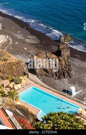 Portugal, Madeira Island, Funchal, Hotel Orca Praia, Hotelkomplex, Pool Stockfoto