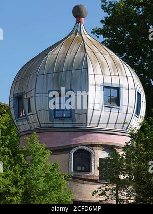 Wohnkomplex Waldspirale, Detail, Wiener Künstler Friedensreich Hundertwasser, Architekt Heinz M. Springmann, Bauträger Bauverein AG. Stockfoto