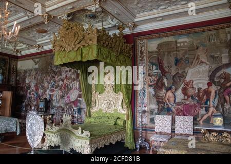 24. September 2018 Schloss Frederiksborg, Hillerod, Dänemark. Schlafzimmer in der Royal Residence. Stockfoto