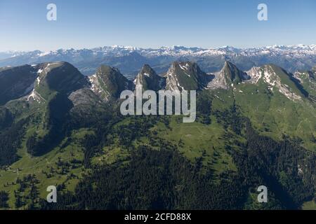 Schweiz, Appenzeller Alpen, Toggenburg, Churfirsten, Chäserrugg, Hinterrugg, Schienstoll, Zuestoll, Brisi, Frümsel, Selun Stockfoto