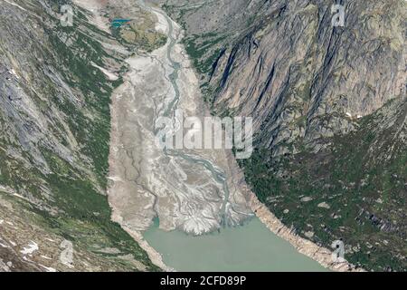 Schweiz, Kanton Bern, Berner Alpen, Berner Oberland, Mündung des Unteraar-Gletschers im Grimselsee Stockfoto