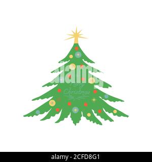 Weihnachtsbaum. Geschmückter Weihnachtsbaum. Isolierte Vektorgrafiken. Stock Vektor