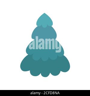 Blauer Weihnachtsbaum. Isolierte Vektorgrafiken. Cartoon Weihnachtsbaum Stock Vektor