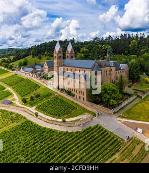 Luftaufnahme, Abtei St. Hildegard, Benediktinerabtei, Eibingen bei Rüdesheim, Diözese Limburg, Hessen, Deutschland Stockfoto