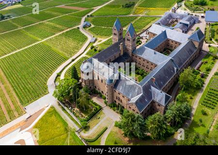 Luftaufnahme, Abtei St. Hildegard, Benediktinerabtei, Eibingen bei Rüdesheim, Diözese Limburg, Hessen, Deutschland Stockfoto