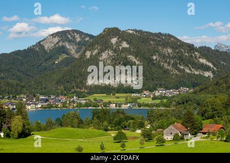 Blick auf Fuschl am See, Fuschlsee, Salzkammergut, Land Salzburg, Österreich Stockfoto