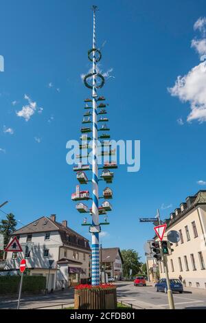 Maibaum in Aubing, München, Oberbayern, Bayern, Deutschland Stockfoto