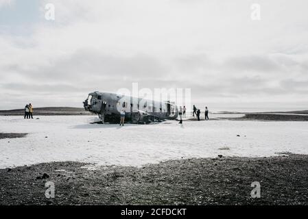 DC3 Flugzeugwrack auf Sólheimasandur, Island Stockfoto