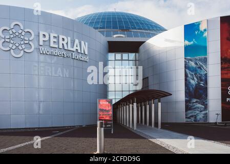 Haupteingang zum Perlan Museum, Reykjavik, Island Stockfoto