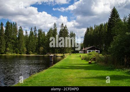 Stierhüblteich, See bei Karlstift - Wandern rund um Karlstift, Waldviertel, Österreich Stockfoto