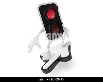 Rote Ampel mit Cursor isoliert auf weißem Hintergrund Stockfoto