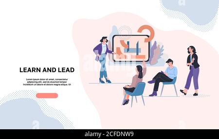 Lernen und führen Landing Page oder Website Vorlage noch heute. Schulung der Mitarbeiter des Unternehmens. Stock Vektor