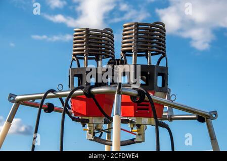 Brenner eines Heißluftballons Stockfoto