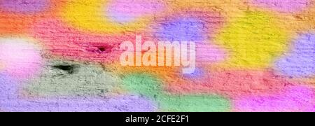 Mehrfarbige Ziegelwand Nahaufnahme. Banner hell fröhlich Hintergrund im Stil von Graffiti. Stockfoto