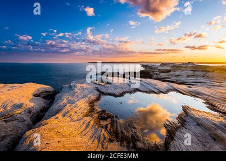 Cronulla Blick in Kamay Botany Bay National Park unter Sonnenuntergang Stockfoto