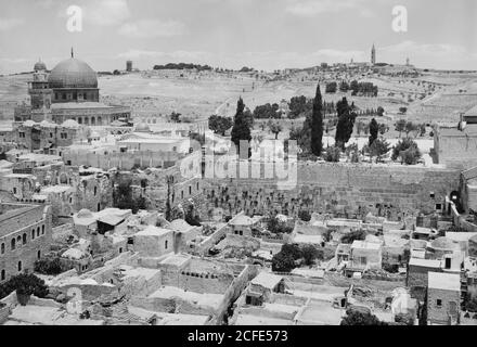 Geschichte des Nahen Ostens - Tempelbereich Moschee von Omar [dh Kuppel des Felsens] und Jerusalem Stockfoto