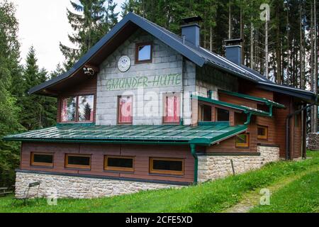 Gmünder Hütte, Berghütte in Karlstift - Wandern rund um Karlstift, Waldviertel, Österreich Stockfoto