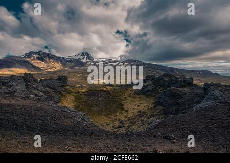 Die Berglandschaft im Snaefellsnes Nationalpark, in Island. Stockfoto