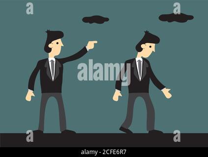 Vektor-Illustration des Geschäftsmannes zeigt mit dem Finger Richtung zu einem anderen Geschäftsmann geben. Stock Vektor