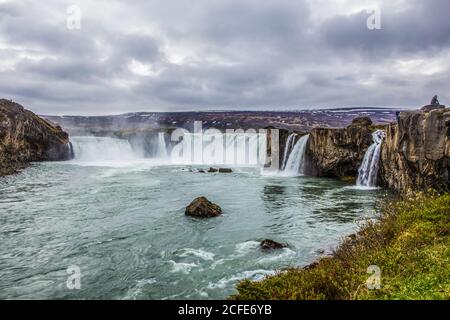 Godafoss, ein großer Wasserfall im Norden Islands. Stockfoto