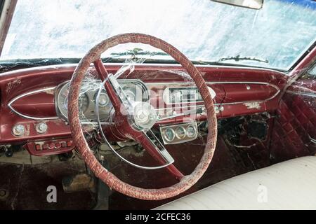 Wrack eines alten Chevrolet, Detail. Stockfoto