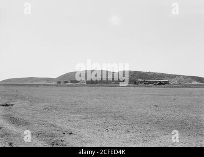 Geschichte Des Nahen Ostens - Ausgrabungen. Wady Ghazzeh (südlich von Gaza). Die Wady Ghazzeh Hügel. Standort der frühesten ägyptischen Stadt in Palästina Stockfoto