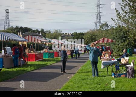 Portobello Market, Edinburgh, Schottland, Großbritannien. September 2020. Ruhiger Start zur Wiedereröffnung des lokalen Porty-Marktes nach der Covid-19 Coronavirus-Sperre. Quelle: Arch White/ Alamy Live News. Stockfoto