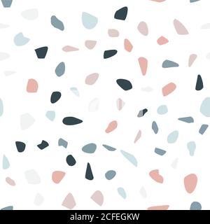 Terrazzo Boden Vektor nahtlose Muster in hellen Farben. Stock Vektor