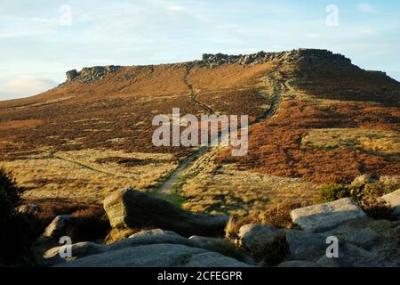 Der Blick auf das Higger Tor von Carl Wark im Derbyshire Peak District Stockfoto