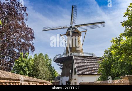 Historische Windmühle De Hoop im Zentrum von Loenen aan de Vecht, Nethelands Stockfoto