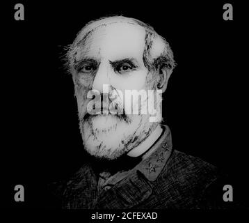 Feder und Tusche Zeichnung von Robert E. Lee Stockfoto