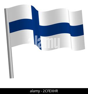 Hochwertige Flagge winkt auf einer Stange Stockfoto