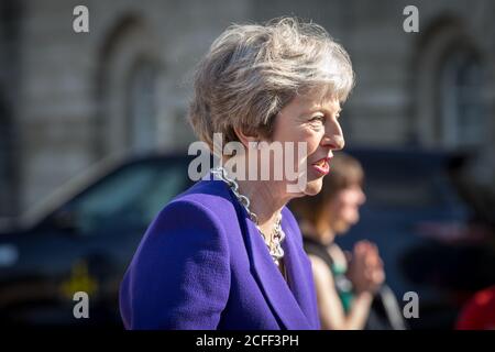 Britische Premierministerin Theresa May, konservative Parteipolitikerin, Nahaufnahme Porträt, London, Großbritannien Stockfoto