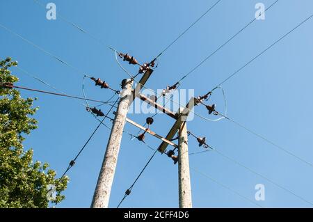 Rund um das Vereinigte Königreich - Stromverteilungspole Stockfoto