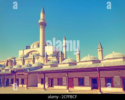 Vintage-Foto von Mevlana Museum Moschee in Konya. Stockfoto